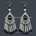 Boucles d&#39;oreille en argent antique antiquité avec pierres Jet Black SE-010